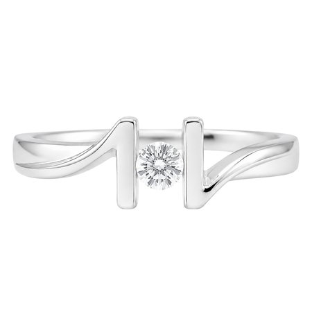 Pierścionek zaręczynowy z brylantem ok. 0,08 ct z białego złota pr. 585, 14K