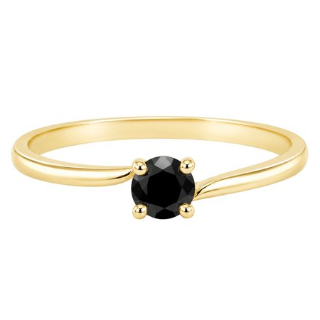 Pierścionek zaręczynowy z czarnym diamentem 0,14 ct ze złota pr. 585, 14K