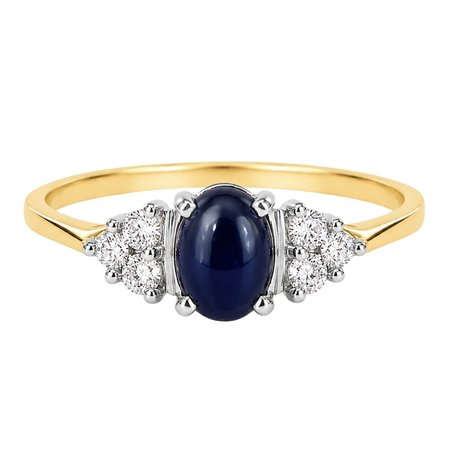 Pierścionek zaręczynowy z szafirem 1,48 ct i brylantami 0,18 ct z dwukolorowego złota pr. 585, 14K