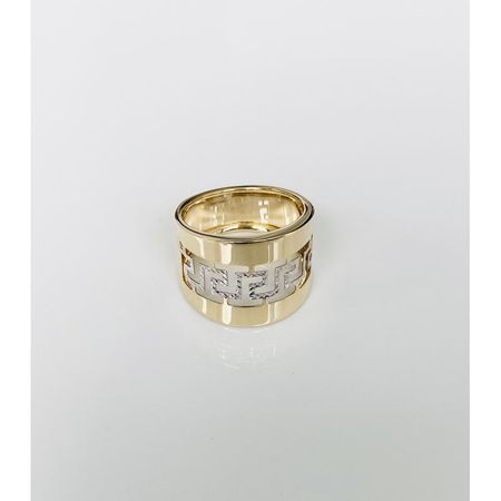 PIERŚCIONEK ZE WZOREM GRECKIM Z BIAŁEGO I ŻÓŁTEGO ZŁOTA