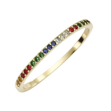 Pierścionek Złoty Z Kolorowymi Cyrkoniami  1.29g