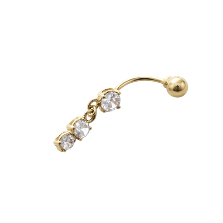 KOLCZYK DO PĘPKA Z TRZEMA CYRKONIAMI ZE ZŁOTA PR. 585, 14K