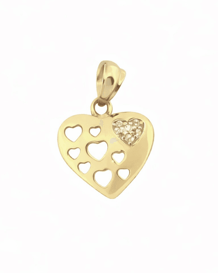 Zawieszka serce z cyrkoniami ze złota pr. 585, 14K