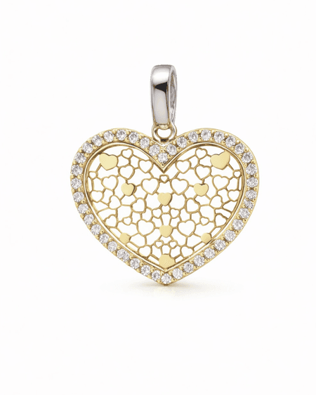 Zawieszka ażurowe serce z cyrkoniami ze złota pr. 585, 14K