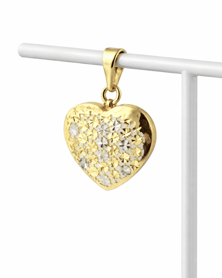 Zawieszka fakturowane serce z dwukolorowego złota pr. 585, 14K