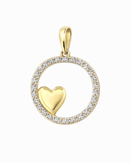 Zawieszka okrąg z sercem i cyrkoniami, pr. 585, 14K