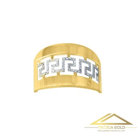 Szeroki Pierścionek z Motywem Drogi Greckiej, próby 585