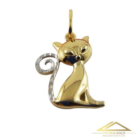 Wisiorek w kształcie kota ze złota pr. 585, 14k.