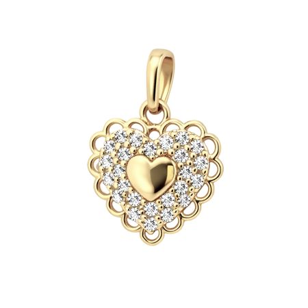 Zawieszka serce z dekoracyjną oprawą ze złota pr. 585, 14K
