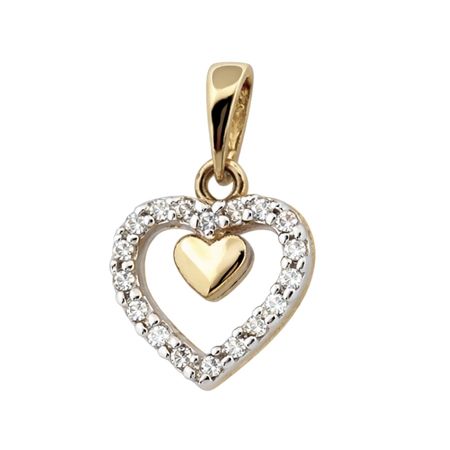 Zawieszka serce z oprawą cyrkonii ze złota pr. 585, 14K