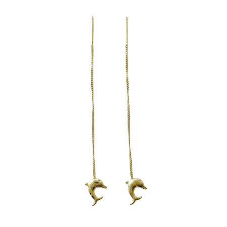 KOLCZYKI PRZECIĄGANE Z DELFINEMZE ZŁOTA PR. 585, 14K