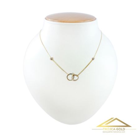Złoty łańcuszek, celebrytka spleciony pierścionek z obrączką, 14k pr. 585