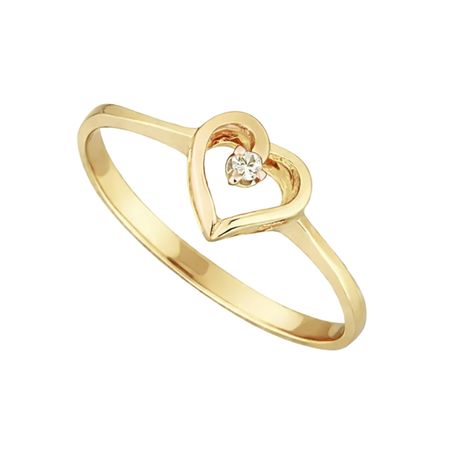 Złoty Pierścionek W Kształcie Serca Z Cyrkonią