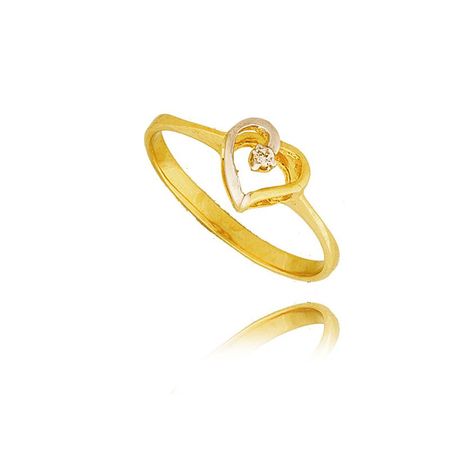 Złoty Pierścionek W Kształcie Serca Z Cyrkonią