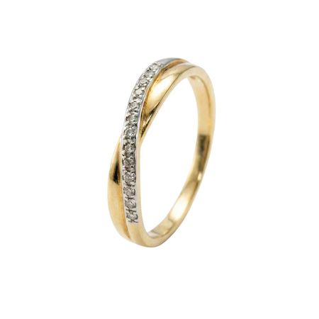Złoty pierścionek z 13 brylantami o łącznej masie 0,06 ct