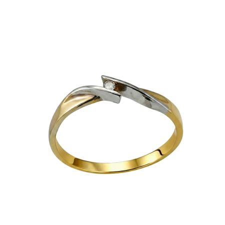 Złoty pierścionek z brylantem 0,03 ct