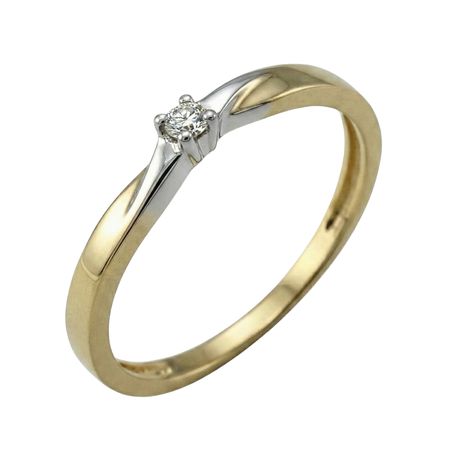 Złoty pierścionek z brylantem 0,045 ct