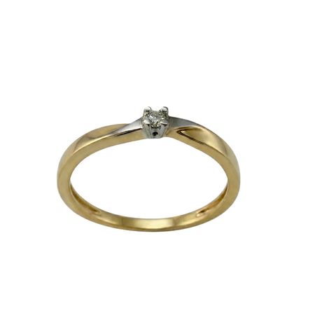 Złoty pierścionek z brylantem 0,045 ct