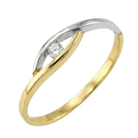 Złoty pierścionek z brylantem 0,05 ct