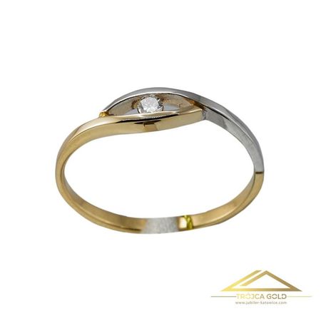 Złoty pierścionek z brylantem 0,05 ct