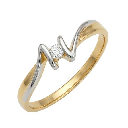Złoty pierścionek z brylantem 0,065 ct