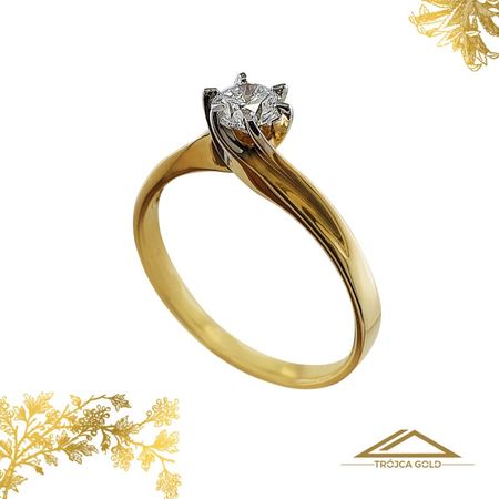 Złoty pierścionek z brylantem 0,47 ct
