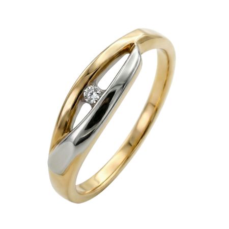 Złoty pierścionek z brylantem o masie 0,02 ct oraz wadze 1,85g
