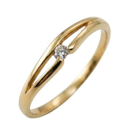 Złoty pierścionek z brylantem o masie 0,05 ct oraz wadze 1,57g