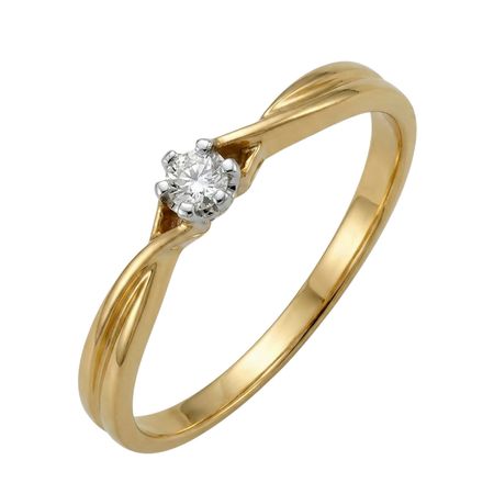 Złoty pierścionek z brylantem o masie 0,06 ct oraz wadze 1,63g