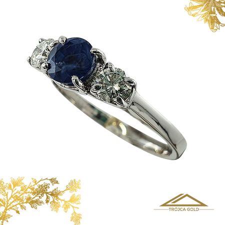 Złoty pierścionek z szafirem