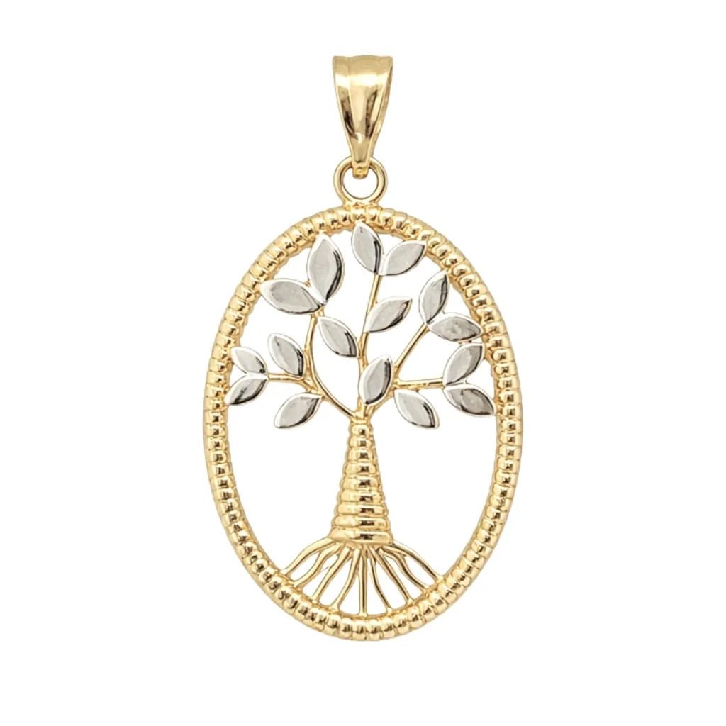 Zawieszka owalna dwukolorowe drzewko ze złota pr. 585, 14K